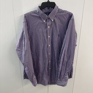 Ralph Lauren Shirt Mens XL Purple Striped Button Up Luxury Oxford Green Pony